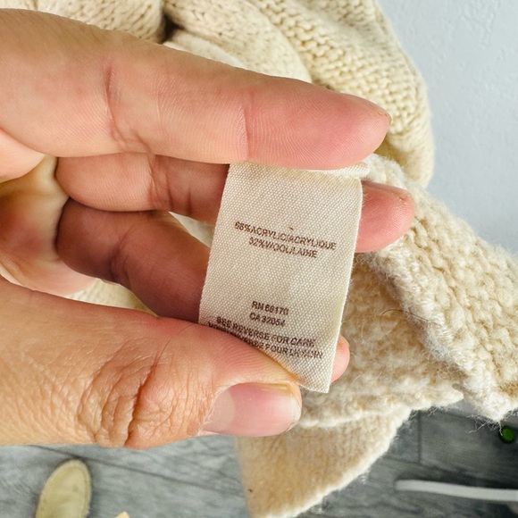 Free People Far Away Cable Knit Cardigan Sweater Boho Wool Blend Tan XS - Picture 9 of 11